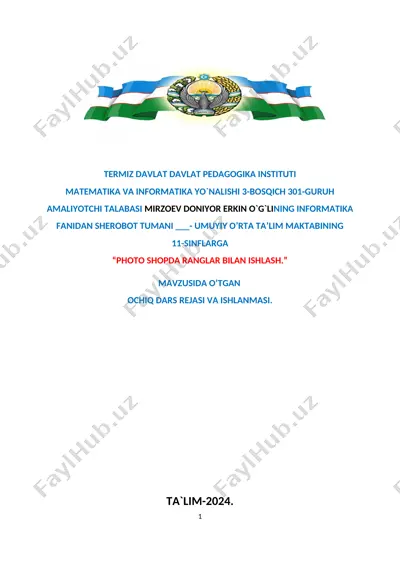 photoshopda ranglar bilan ishlash — DOC