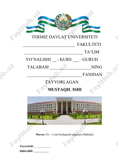 o'z-o'zini boshqarish organlari (mahalla) — DOCX