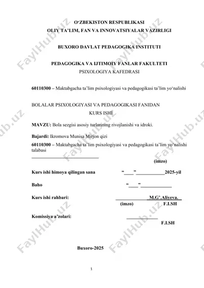 bola sezgisi asosiy turlarining rivojlanishi va idroki — DOCX