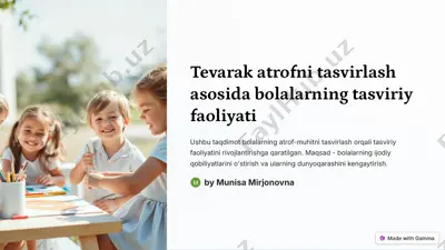 tevarak atrofni tasvirlash asosida bolalarning tasviriy faoliyati — PDF
