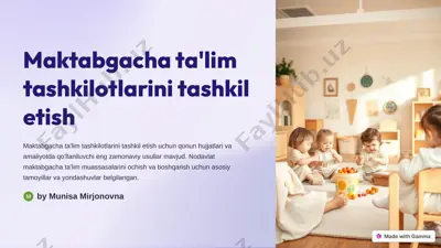 maktabgacha ta'lim tashkilotlarini tashkil etish — PDF