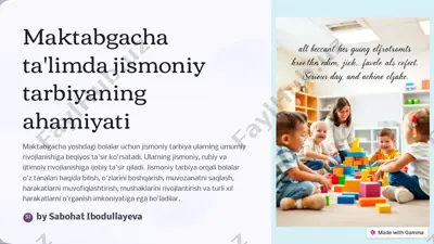 maktabgacha ta'limda jismoniy tarbiyaning ahamiyati — PDF