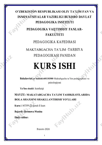 makatabgacha ta’lim tashkilotlarida bola shaxsini shakllantirish yo’llari — PDF