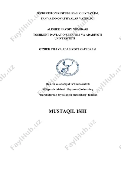 "darsliklardan foydalanish metodikasi" — DOCX