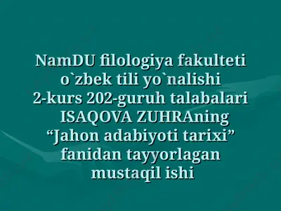 jahon adabiyoti tarixi — PPT
