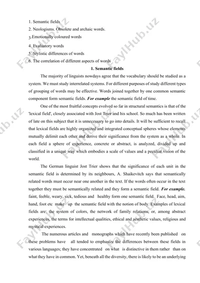 semantic fields va lexical fields: a study in structural semantics — DOCX