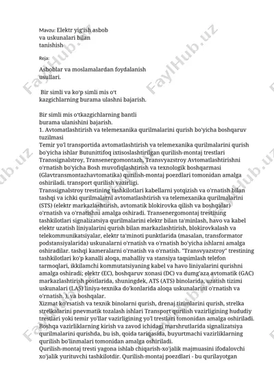 elektr yig‘ish asbob va uskunalari — DOCX