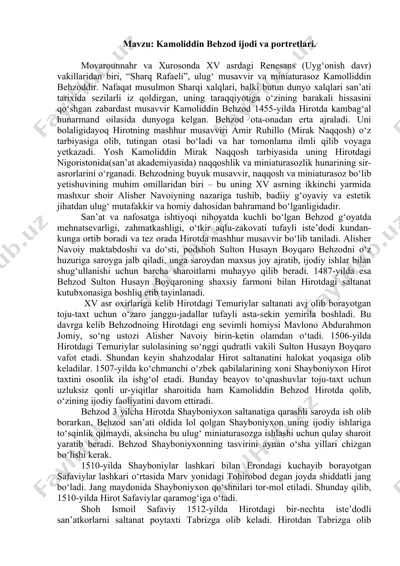 kamoliddin behzod ijodi va portretlari — DOCX