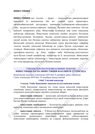 инвестиция — DOCX