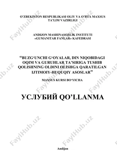 maxsus kursining uslubiy qo'llanmasy — DOCX