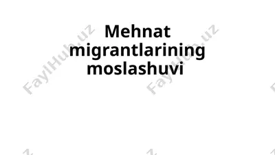mehnatmigrantlarining moslashuvi — PPTX