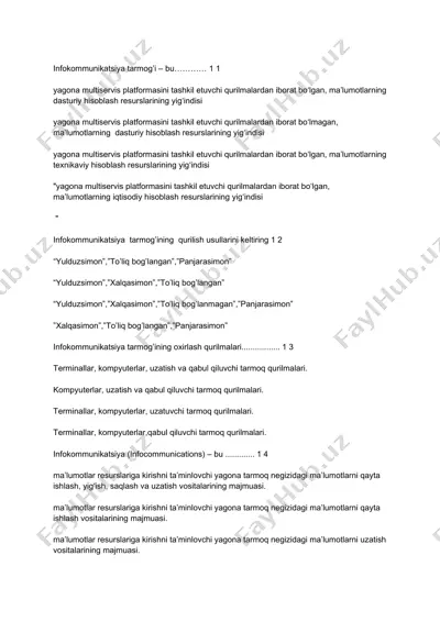 infokommunikatsiya tarmog’i — DOCX