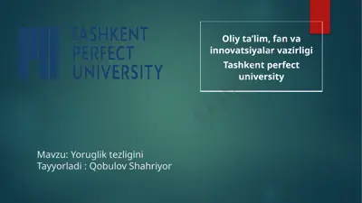 yoruglik tezligi — PPTX