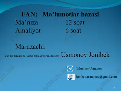 ma’lumotlar bazasi — PPT
