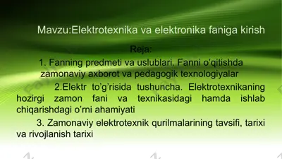 elektrotexnika va elektronika — PPT