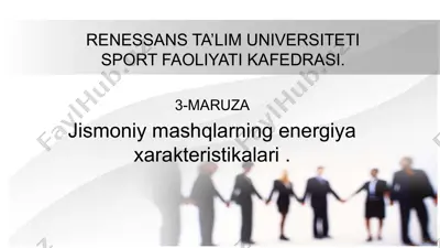 jismoniy mashqlarning energiya xarakteristikalari — PPTX