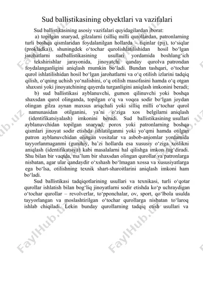 sud ballistikasining obyektlari va vazifalari — DOC