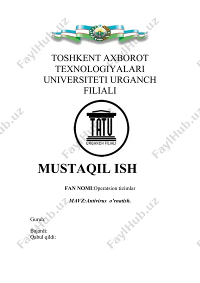 antivirus dasturi — DOCX