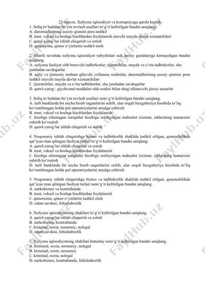 xufyona iqtisodiyot va korrupsiyaga qarshi kurash — DOCX
