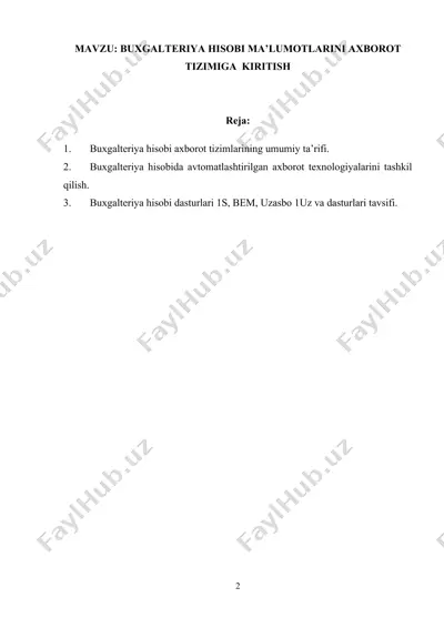 buxgalteriya hisobi axborot tizimi — DOCX