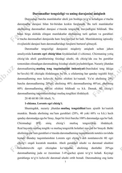 daromadlar tengsizligi va uning darajasini aniqlash — DOCX