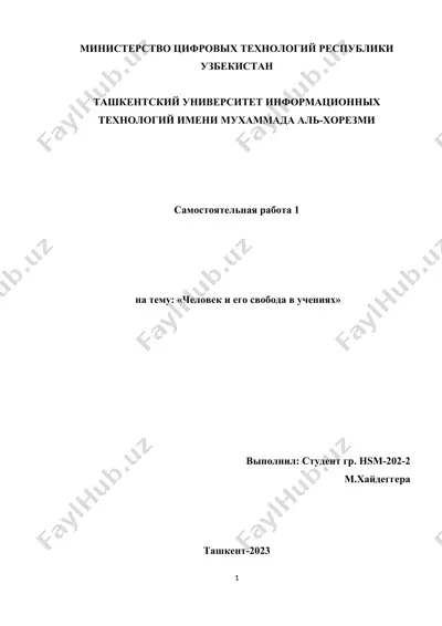 самостоятельная работа 1 на тему: "человек и его свобода в учениях" — DOCX