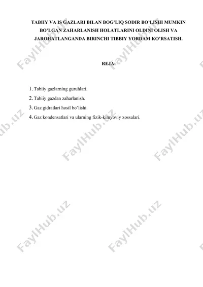 tabiiy gazlar va zaharlanish — DOCX