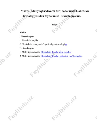 blockchain ma'lumotlar bazasi haqida ma'lumotlar — DOC