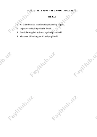 fransiya 1918-1939 yillarida — DOCX