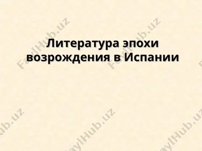 литература эпохи возрождения в испании — PPT