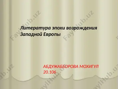литература эпохи возрождения западной европы — PPTX