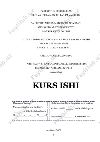 tarbiyaviy ishlar samaradorligini oshirishda pedagogik tajribaning o‘rni — DOC