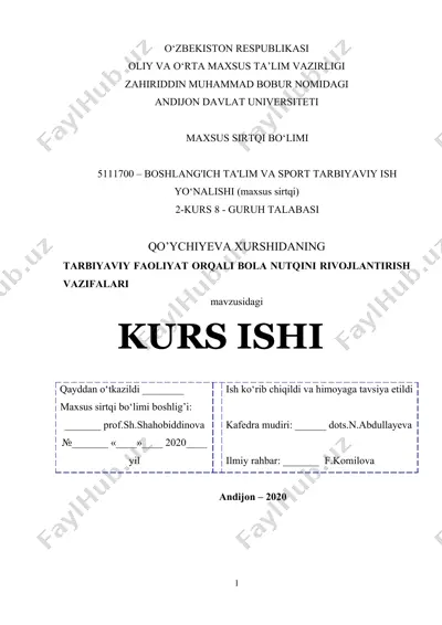 tarbiyaviy faoliyat orqali bola nutqini rivojlantirish vazifalari — DOC
