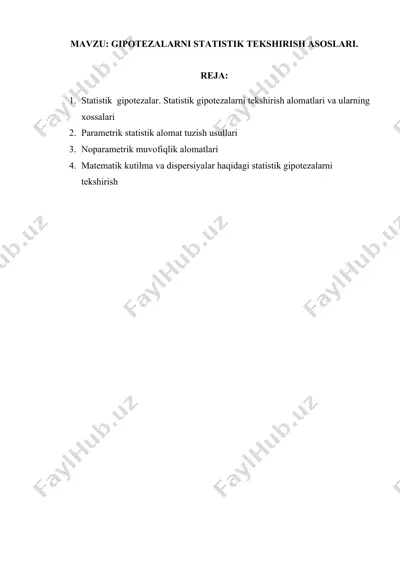 statistik gipotezalarni tekshirish asoslari — DOCX