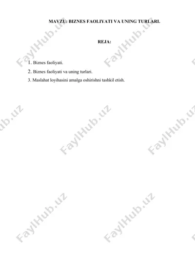 tadbirkorlik faoliyati turlari — DOCX