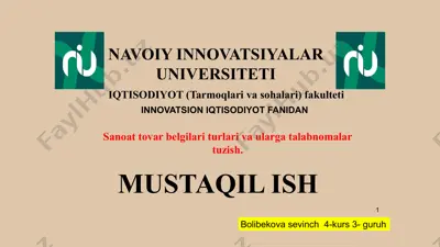 sanoat tovar belgilari turlari va ulargatalab nomalar tuzish — PPTX