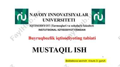 buyruqbozlik iqtisodiyoti — PPTX