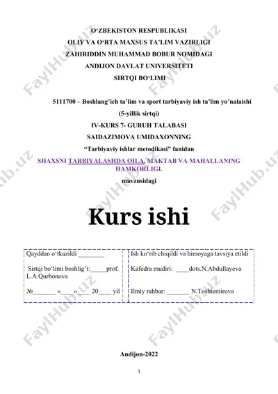 "tarbiyaviy ishlar metodikasi" — DOCX