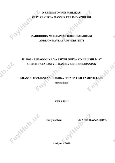 shaxsni o’zlikni anglashga o’rgatish tamoyillari — DOC