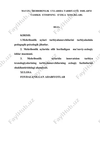 mehribonlik uylarida tarbiyaviy ishlarni — DOC
