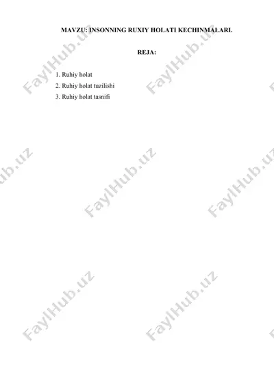 ruhiy holatning asosiy konseptsiyasi va tuzilishi — DOCX