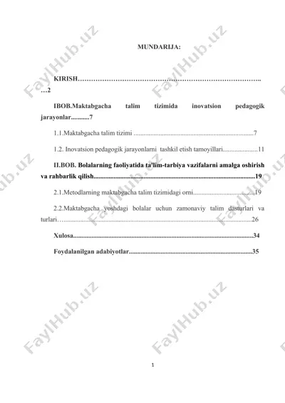 maktabgacha talim tizimida inovatsion pedagogik jarayonlar — DOC