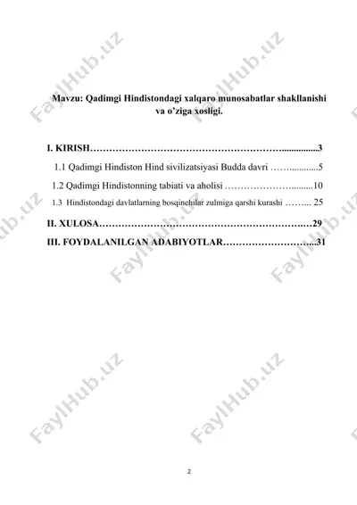 qadimgi hindistondagi xalqaro munosabatlar shakllanishi va o’ziga xosligi — DOCX