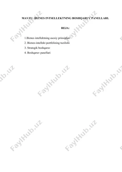 biznes intellektning boshqaruv panellari — DOCX