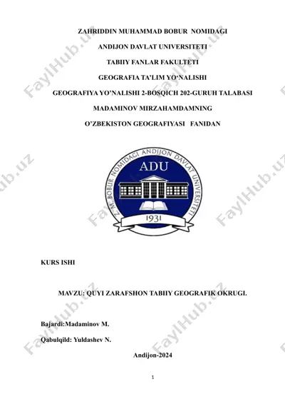 quyi zarafshon tabiiy geografik okrugi — DOCX