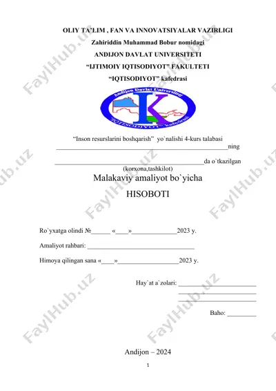 malakaviy amaliyot hisoboti — DOCX