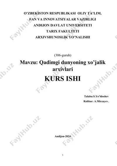 qadimgi dunyoning xo’jalik arxivlari — DOCX