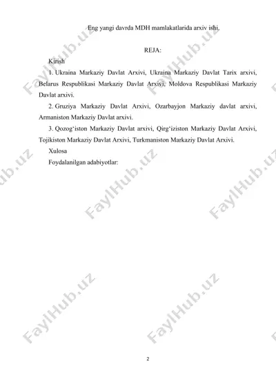 arxivlar va ularning ahamiyati — DOCX