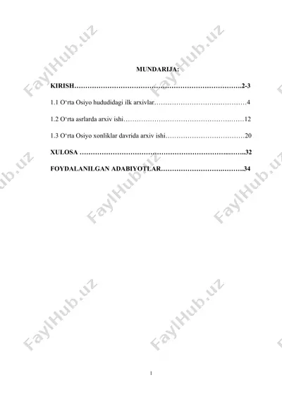 arxivlar tarixi — DOCX
