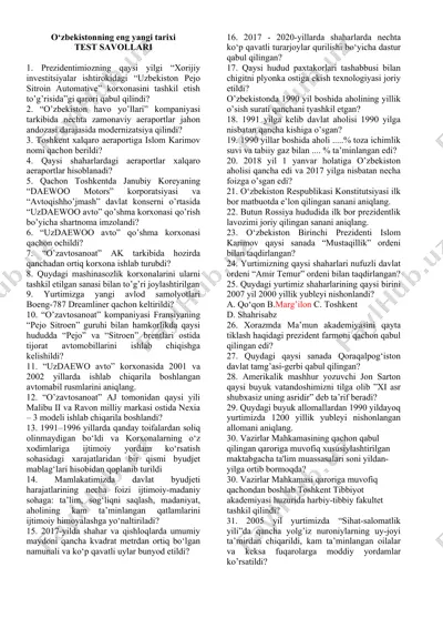 o‘zbekistonning eng yangi tarixi — DOCX